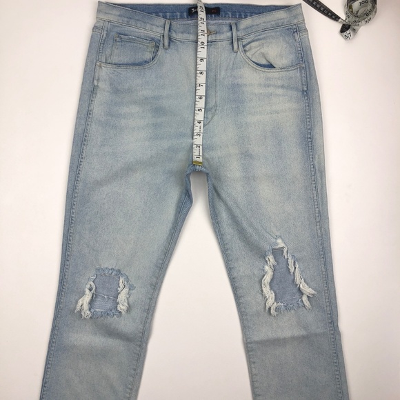 NWOT 3X1 Light Wash Distressed Straight Leg Jeans - Picture 3 of 7